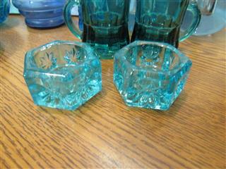 VTG BLUE GLASS ART GLASS COLLECTION - LOT OF 12 PCS